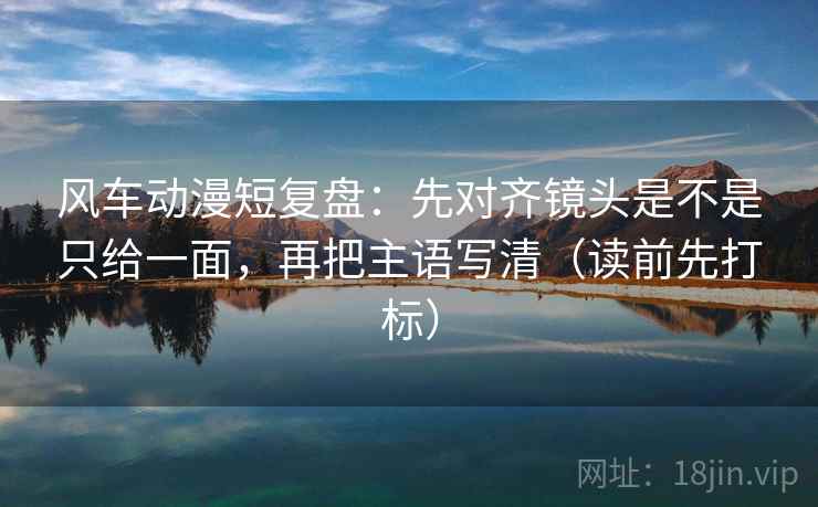 风车动漫短复盘：先对齐镜头是不是只给一面，再把主语写清（读前先打标）